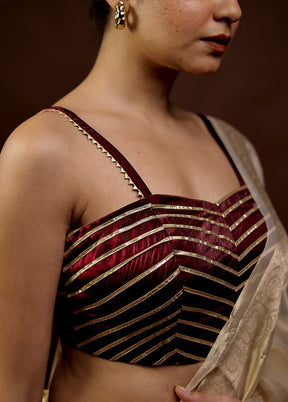 Maroon Tissue Designer Blouse