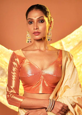 Peach Sweetheart Neck Designer Blouse Piece