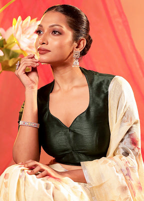 Bottle Green Sweetheart Neck Designer Blouse