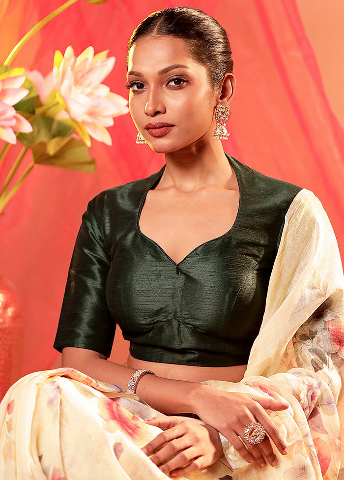 Bottle Green Sweetheart Neck Designer Blouse