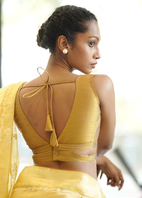 Mustard Dupion Silk Designer Blouse