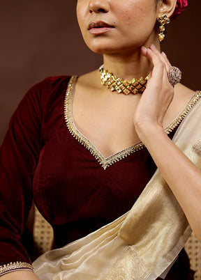 Maroon Velvet Designer Blouse