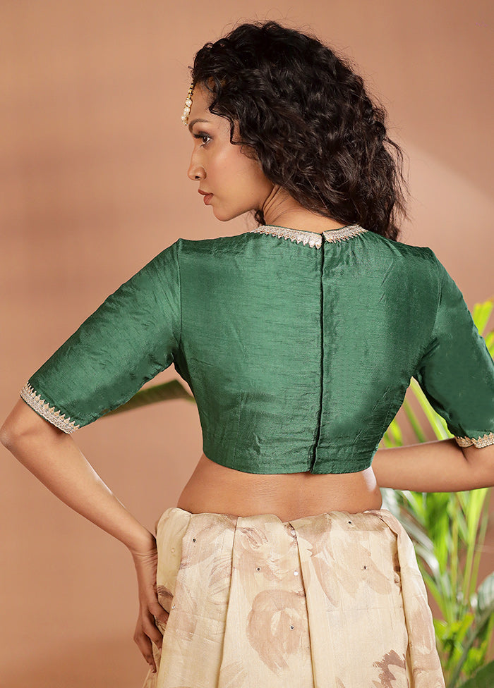 Bottle Green Dola Silk Designer Blouse