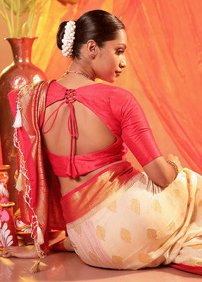 Red Round Neck Designer Blouse