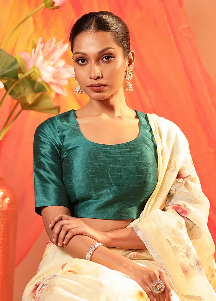 Teal Green Round Neck Designer Blouse