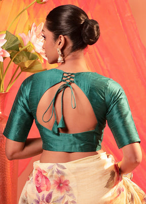 Teal Green Round Neck Designer Blouse