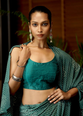 Bottle Green Dupion Silk Designer Blouse