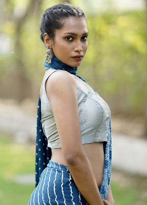 Grey Dupion Silk Designer Blouse