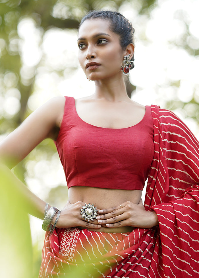 Red Dupion Silk Designer Blouse