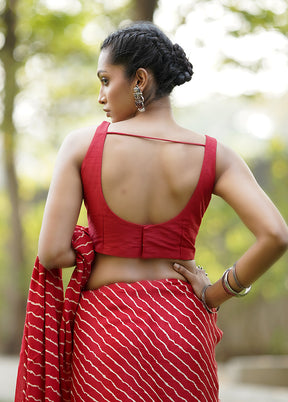 Red Dupion Silk Designer Blouse