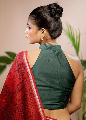 Bottle Green Cotton Silk Designer Blouse