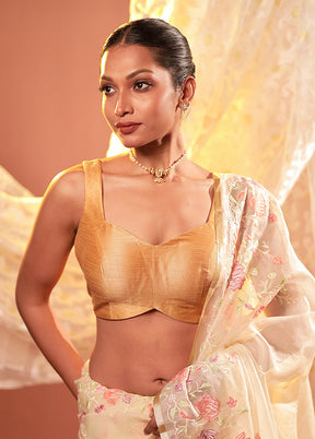 Gold Pentagon Neck Designer Blouse