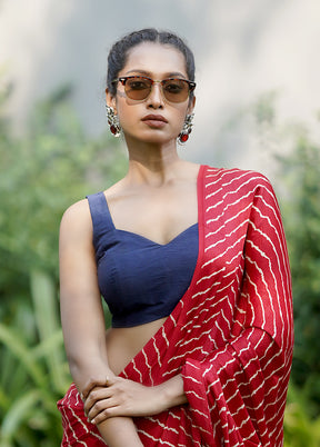 Navy Blue Dupion Silk Designer Blouse