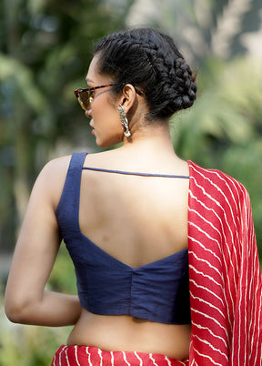 Navy Blue Dupion Silk Designer Blouse