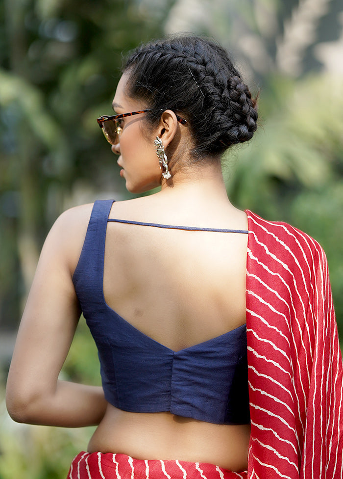 Navy Blue Dupion Silk Designer Blouse