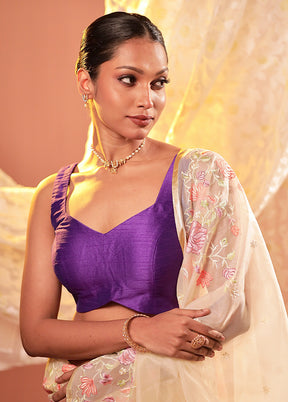 Purple Pentagon Neck Designer Blouse