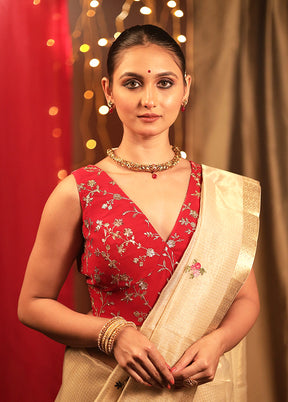 Red Embroidered Designer Blouse