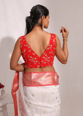 Red V Neck Designer Blouse