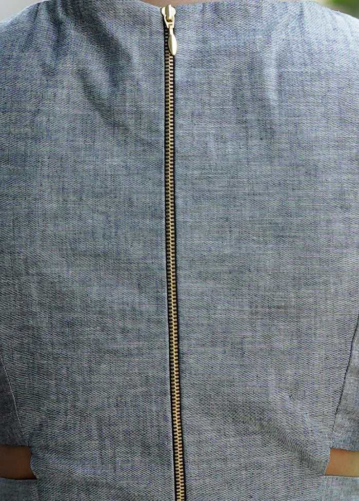 Grey Denim Designer Blouse