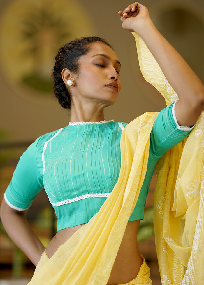 Green Cotton Silk Designer Blouse