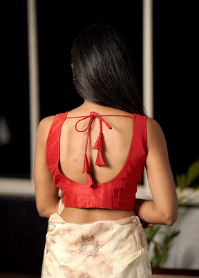 Red Dupion Silk Designer Blouse