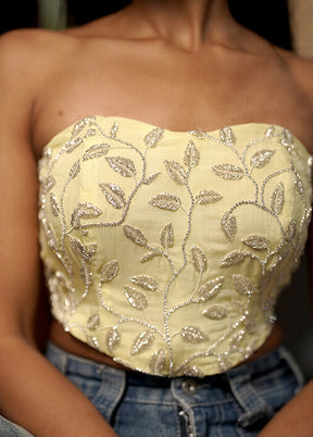 Lime Yellow Organza Designer Blouse