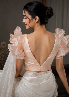 Peach V Neck Designer Blouse