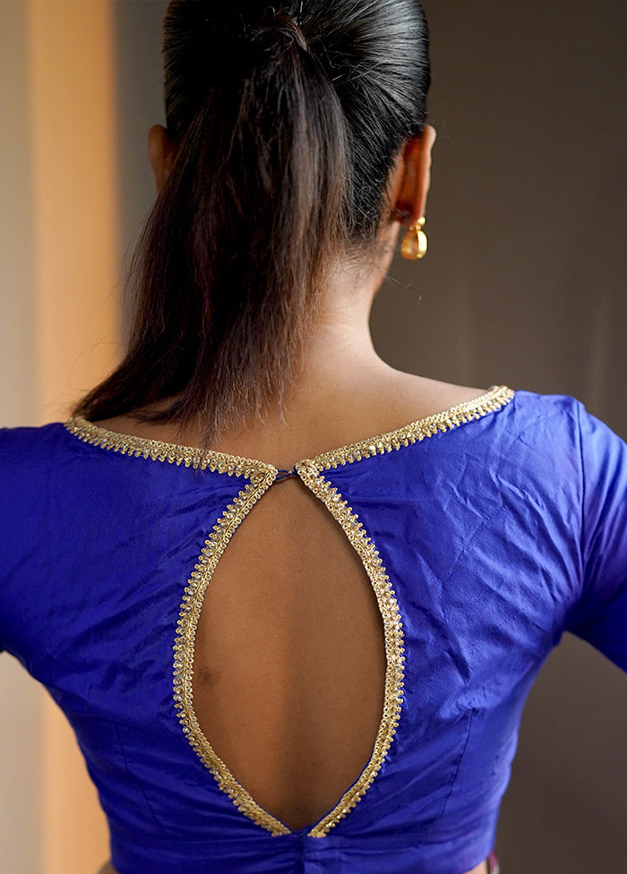 Royal Blue Pure Silk Designer Blouse