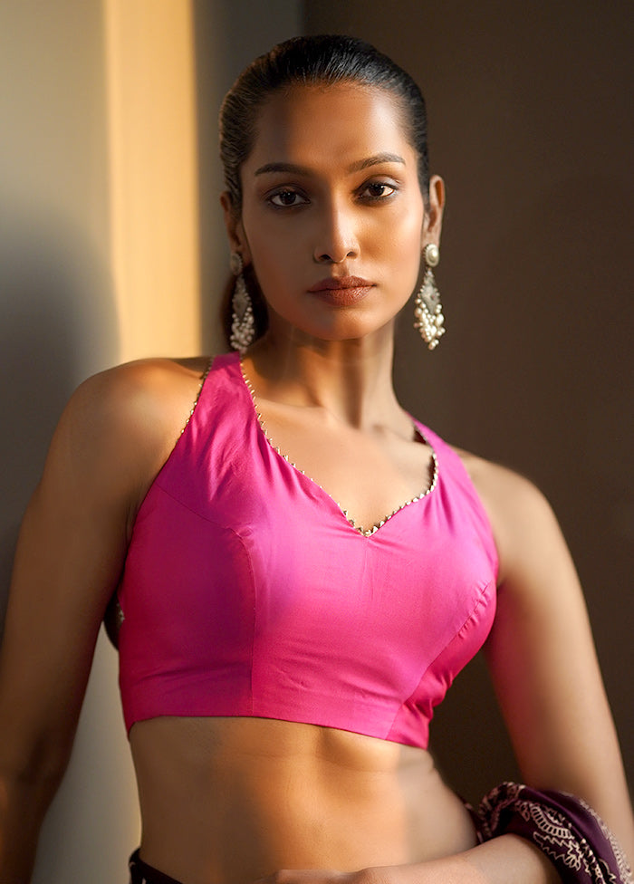 Fuschia Pink Pure Silk Designer Blouse