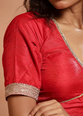 Red Silk Designer Blouse