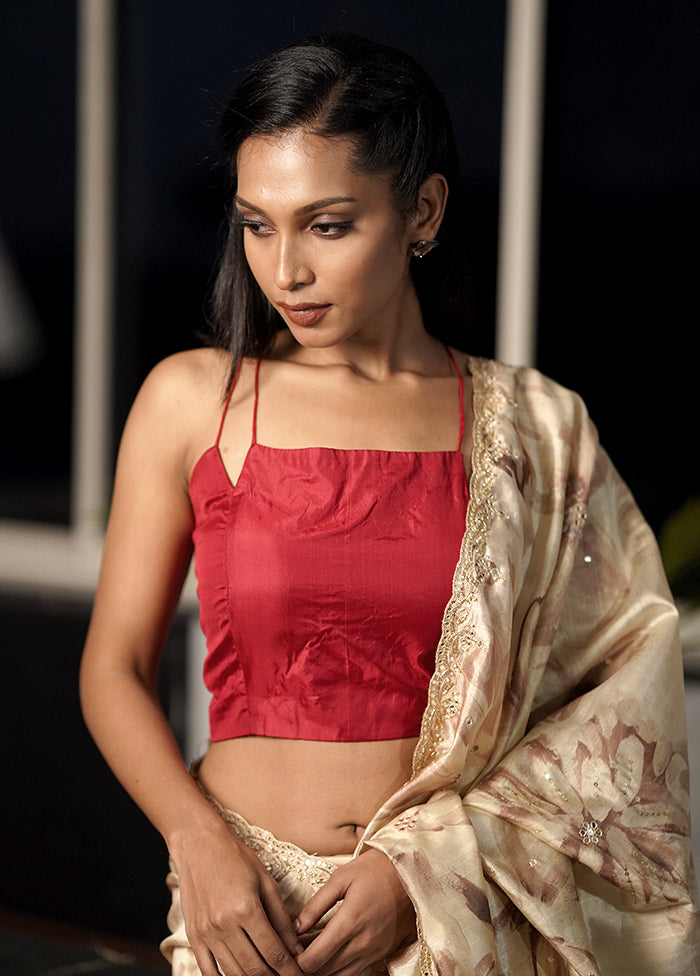 Red Pure Silk Designer Blouse