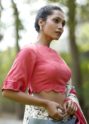 Pink Cotton Silk Designer Blouse