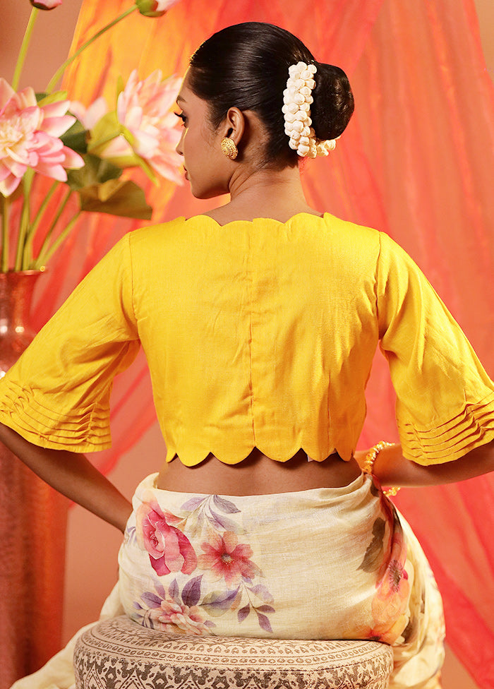 Yellow Boat Neck Designer Blouse