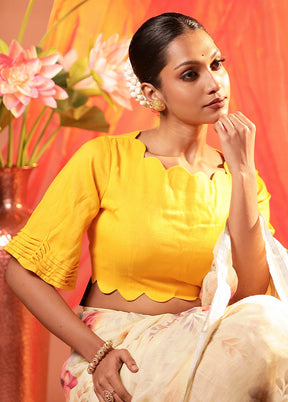 Yellow Boat Neck Designer Blouse