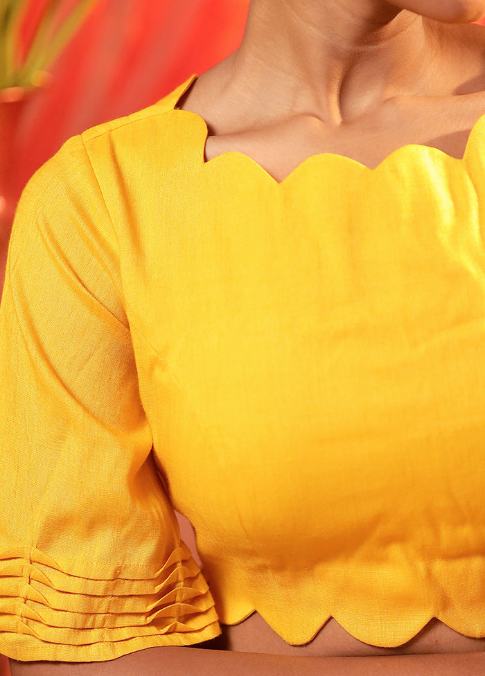 Yellow Boat Neck Designer Blouse