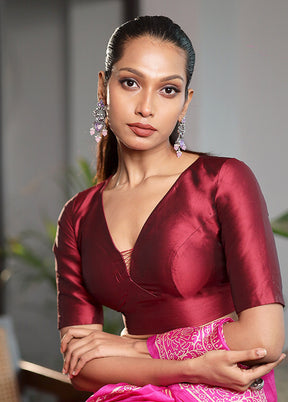 Dark Maroon Silk Designer Blouse
