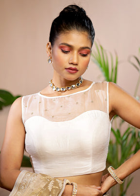 White Dola Silk Designer Blouse