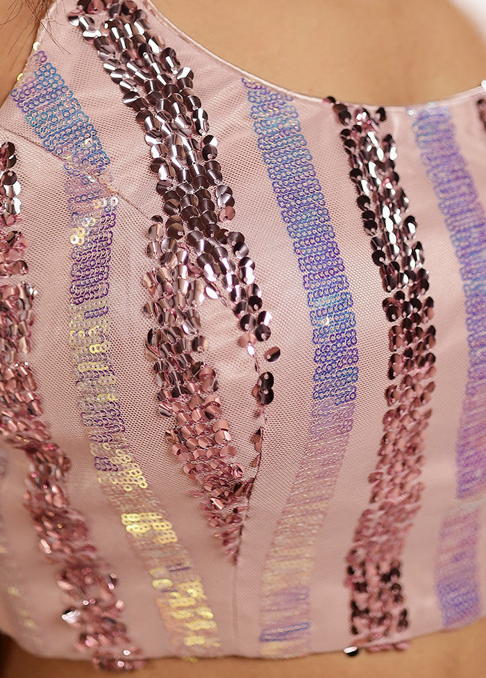 Pink Sequin Designer Blouse