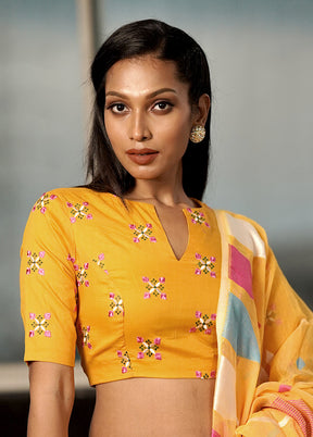 Yellow Cotton Designer Blouse