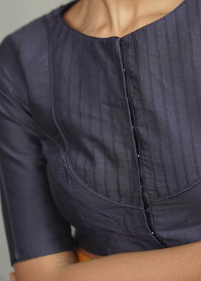 Navy Blue Cotton Silk Designer Blouse