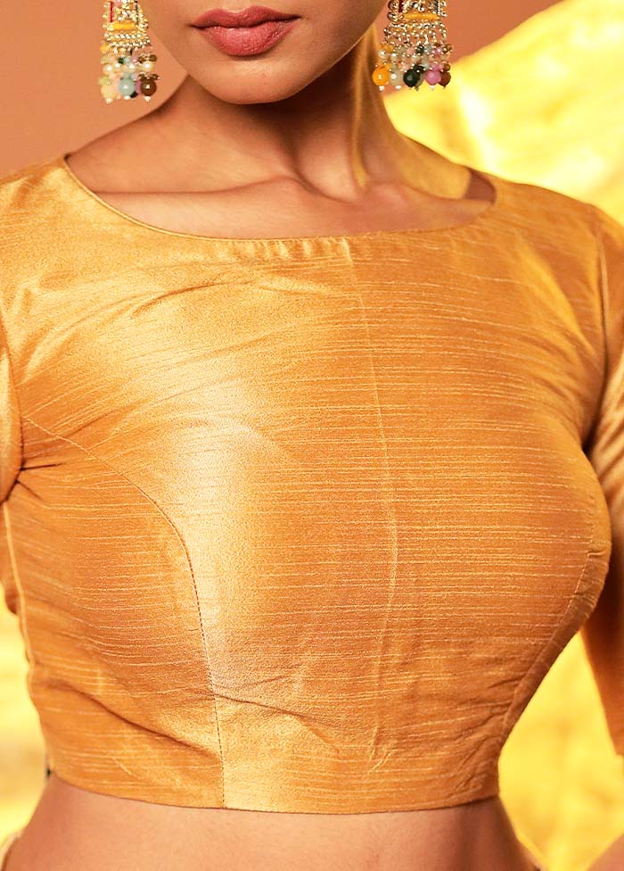 Gold Boat Neck Designer Blouse Piece