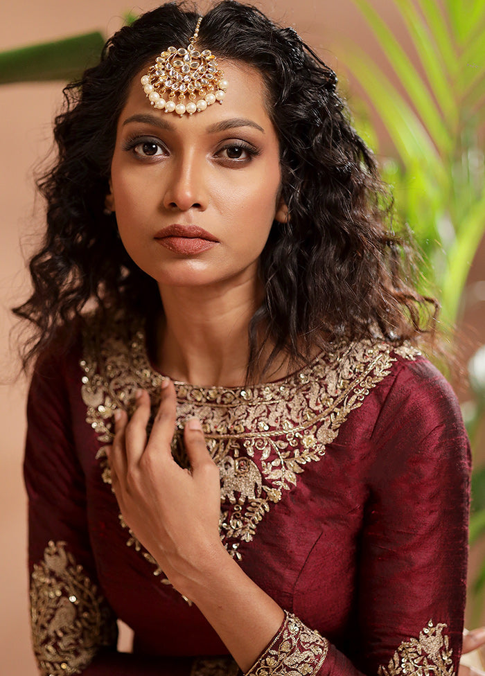 Dark Maroon Silk Designer Blouse