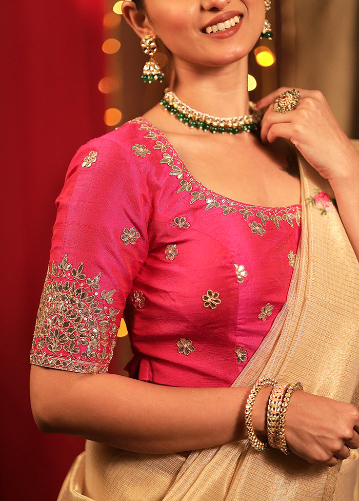 Rani Pink Raw Silk Designer Blouse