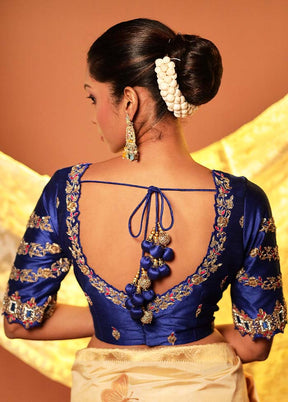 Royal Blue Sweetheart Neck Designer Blouse Piece