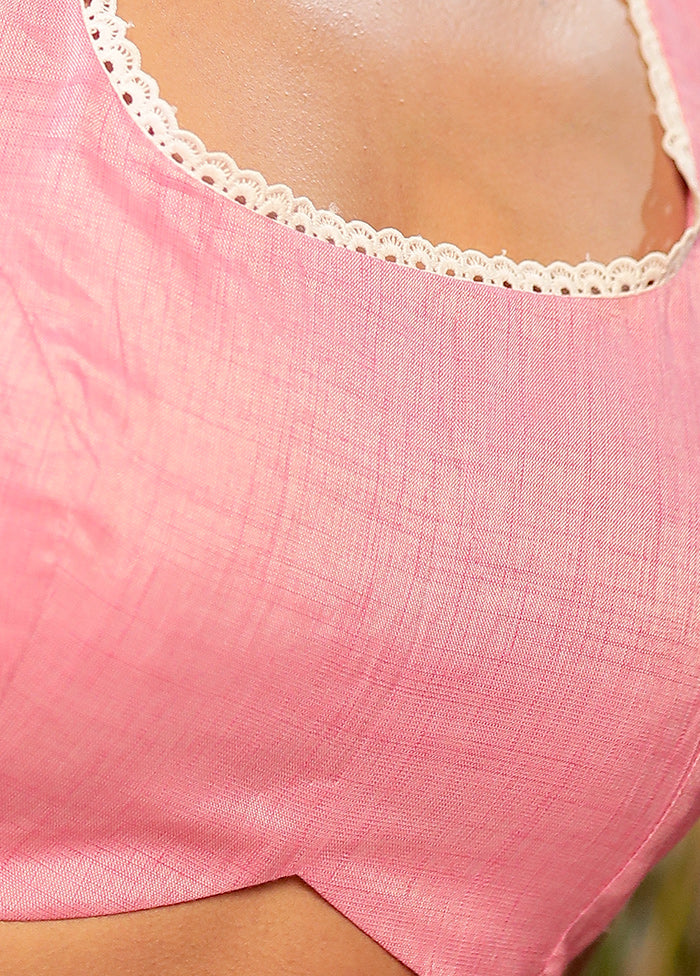 Pink Cotton Designer Blouse