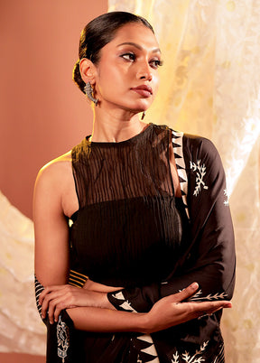 Black Halter Neck Designer Blouse