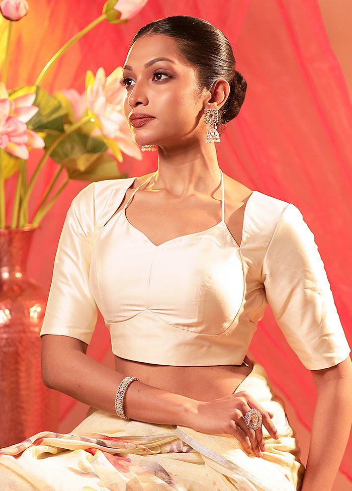 Cream Elbow Sleeve Designer Blouse