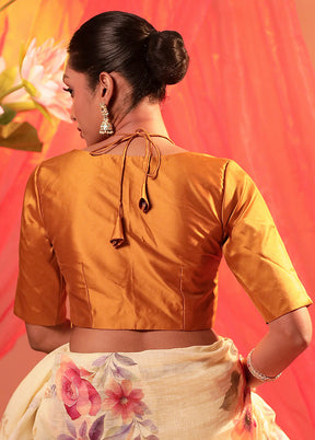 Mustard Elbow Sleeve Designer Blouse