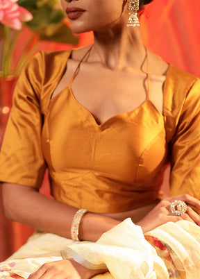 Mustard Elbow Sleeve Designer Blouse