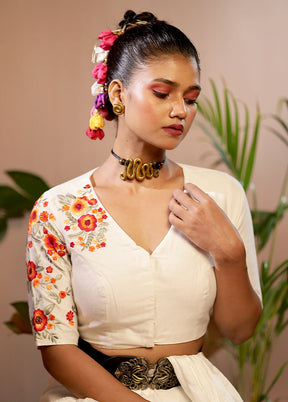 Cream Cotton Silk Designer Blouse